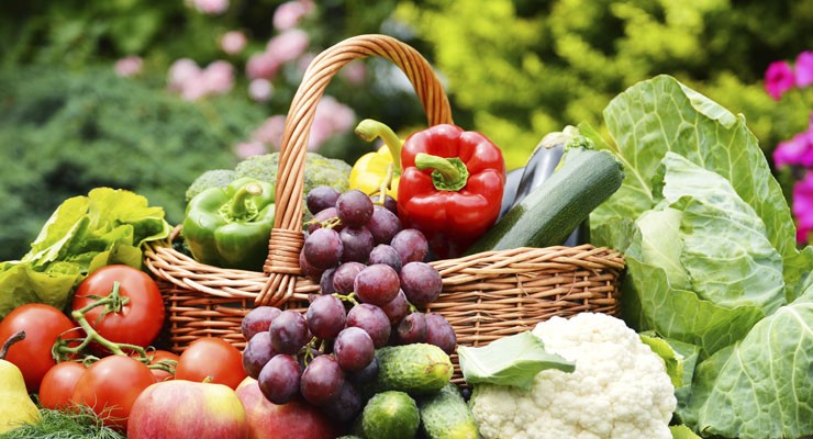 beautiful basket of fruits and vegetables